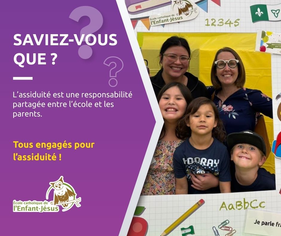 Élèves école catholique de de l'enfant jésus de Dryden avec leurs parents